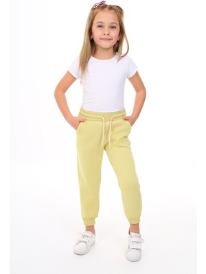 Toontoy Kız Çocuk Nakış Baskılı Beli Paçası Lastikli Cepli Basic Jogger Eşofman Altı 2 Iplik