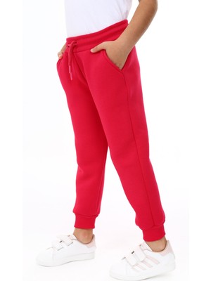 Toontoy Kız Çocuk Nakış Baskılı Beli Paçası Ribanalı Cepli Basic Jogger Eşofman Altı 3 Iplik Şardonlu