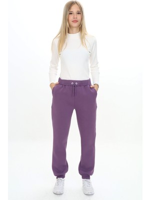 Toontoy Kız Çocuk Nakış Baskılı Beli Paçası Ribanalı Cepli Basic Jogger Eşofman Altı 3 Iplik Şardonlu