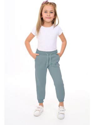 Toontoy Kız Çocuk Nakış Baskılı Beli Paçası Lastikli Cepli Basic Jogger Eşofman Altı 2 Iplik