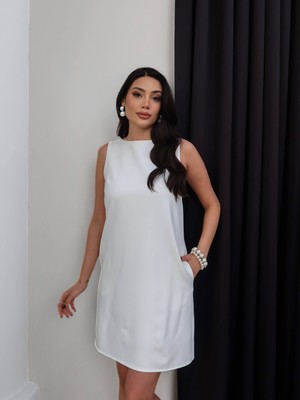 Esra Helvacı Bisiklet Yaka Kalın Askılı Elbise