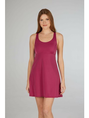 Estiva Kadın Pembe Düz Tek Parça Elbiseli Mayo