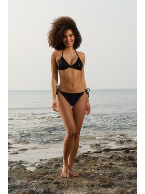 Estiva Kadın Siyah Pullu Ipli Concept Üçgen Bikini Takımı
