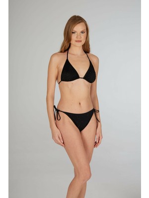 Estiva Kadın Siyah Concept Taşlı Üçgen Bikini Takımı