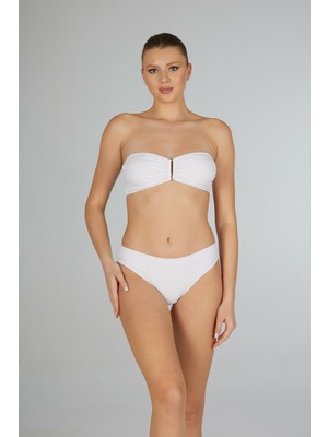 Estiva Kadın Beyaz Tokalı Straplez Bikini Takımı