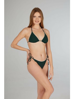 Estiva Kadın Yeşil Kroşetalı Üçgen Bikini Takımı