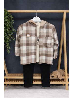 Nurcan Bebe Kareli Gömlekli 3 Lü Takım(3-4-5-6-7-8-9-10-11-12 Yaş)