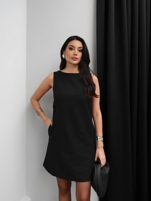 Esra Helvacı Bisiklet Yaka Kalın Askılı Elbise