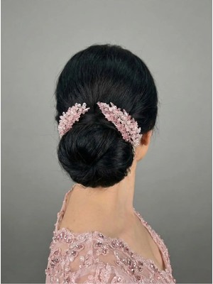 Magic Tiara Renkli Kristal Ikili Saç Tarağı – Zarif ve Romantik Topuz Aksesuarı