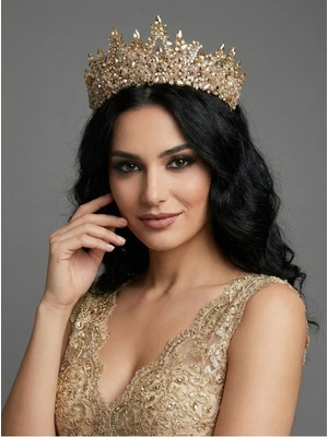 Magic Tiara Işıltılı Kristal Gelin Tacı- Özel Gün Saç Aksesuarı