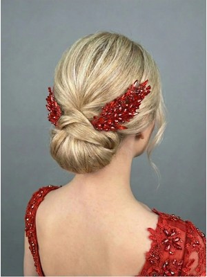 Magic Tiara Renkli Kristal Ikili Saç Tarağı – Zarif ve Romantik Topuz Aksesuarı