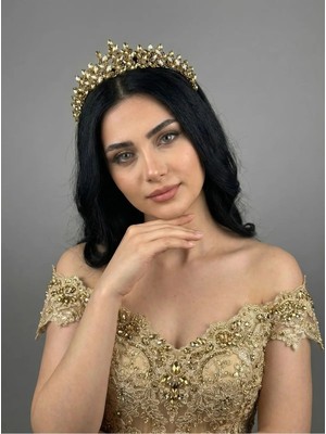 Magic Tiara Kristal Taşlı Zarif Gelin Tacı - Işıltılı Düğün Saç Aksesuarı