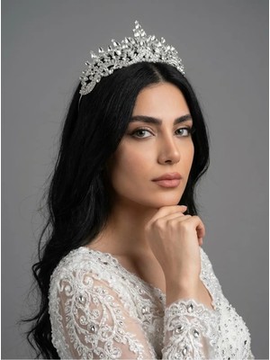 Magic Tiara Kristal Taşlı Zarif Gelin Tacı - Işıltılı Düğün Saç Aksesuarı