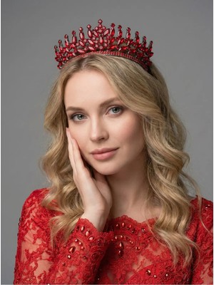 Magic Tiara Kristal Taşlı Kraliçe Model Gelin Tacı - Işıltılı Düğün Saç Aksesuarı