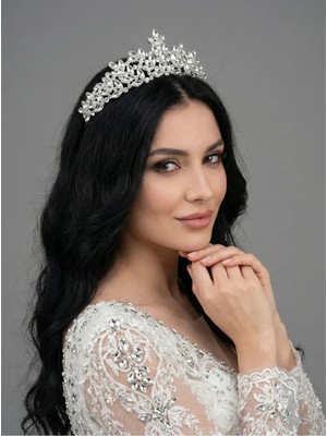 Magic Tiara Kristal Taşlı Büyüleyici Gelin Tacı - Işıltılı Düğün Saç Aksesuarı