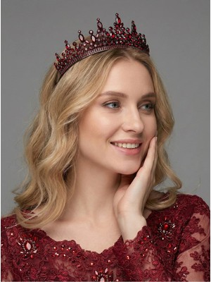 Magic Tiara Kristal Taşlı Kraliçe Model Gelin Tacı - Işıltılı Düğün Saç Aksesuarı