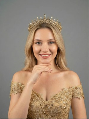 Magic Tiara Kristal Taşlı Zarif Gelin Tacı - Işıltılı Düğün Saç Aksesuarı