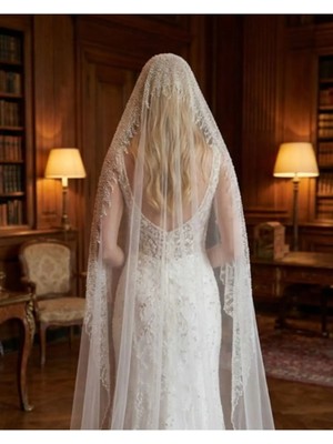 Magic Tiara Işlemeli Gelin Duvak – El Işçiliği Zarafet