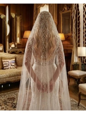 Magic Tiara Zarif Işıltılı Duvak – Gelin Tülü, Parlak Boncuk Detaylı