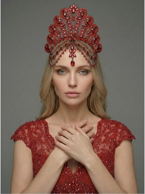 Magic Tiara Göz Alıcı Kristal Taşlı Gelin Tacı – El Yapımı Işıltılı Kraliçe Tasarım