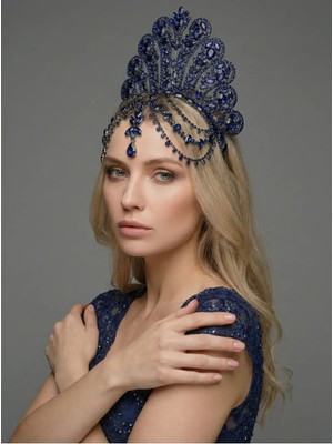 Magic Tiara Göz Alıcı Kristal Taşlı Gelin Tacı – El Yapımı Işıltılı Kraliçe Tasarım