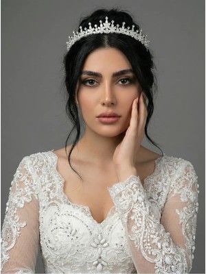Magic Tiara Kristal Zirkon Taşlı Zarif Gelin Tacı - Işıltılı Düğün Saç Aksesuarı