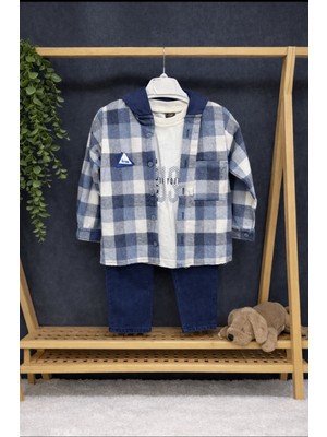 Nurcan Bebe Kareli Gömlekli 3 Lü Takım(3-4-5-6-7-8-9-10-11-12 Yaş)
