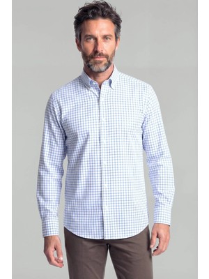 Bisse Regular Fit Erkek Uzun Kol Paşa Yaka Pamuk Mavi Gömlek GMCZG250056_D35