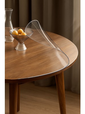 Yuvarlak Şeffaf Silinebilir Masa Örtüsü| 1,3 mm Kalın Pvc Kaymaz Sofra Bezi