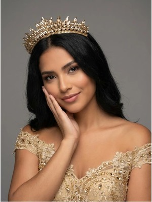 Magic Tiara Kristal Taşlı Işıltılı Gelin Tacı -Zarif Düğün Saç Aksesuarı