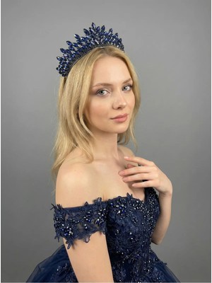 Magic Tiara Kristal Taşlı Işıltılı Gelin Tacı -Zarif Düğün Saç Aksesuarı
