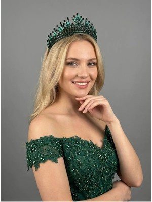 Magic Tiara Kristal Taşlı Işıltılı Gelin Tacı - Zarif Kraliçe Model Düğün Saç Aksesuarı