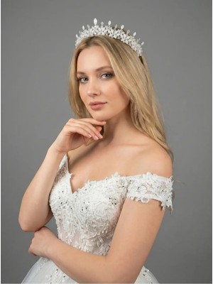 Magic Tiara Kristal Taşlı Zarif Gelin Tacı - Işıltılı Düğün Saç Aksesuarı
