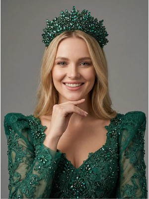 Magic Tiara Gösterişli Taşlı Prenses Tacı – Kına ve Nişan Geceleri Için