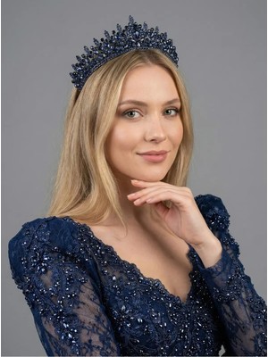 Magic Tiara Kristal Taşlı Işıltılı Gelin Tacı - Zarif Kraliçe Model Düğün Saç Aksesuarı