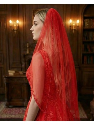 Magic Tiara Boncuk Kenar Detaylı Gelin Duvağı – Romantik ve Şık Dokunuş