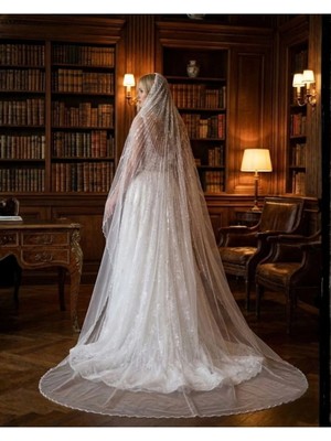 Magic Tiara Işıltılı Gelin Duvağı – Simli ve El Işlemeli Tül