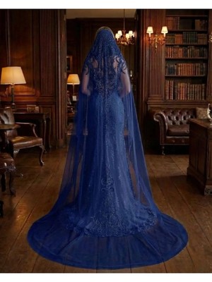 Magic Tiara Yoğun Işlemeli Gelin Duvak – Işıltılı Beyaz Tül Aksesuar