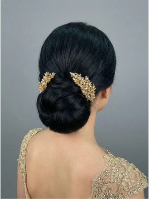 Magic Tiara Renkli Kristal Ikili Saç Tarağı – Zarif ve Romantik Topuz Aksesuarı