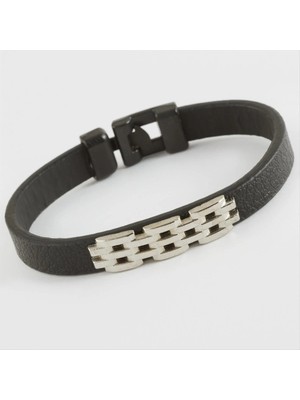 SiHako Zincir Desenli Kaliteli Suni Deri Bileklik