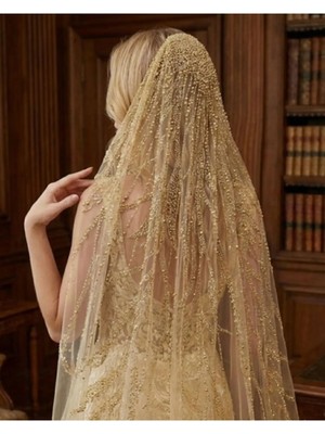 Magic Tiara Işıltılı Boncuk Işlemeli Gelin Duvağı – Şık ve Zarif Tasarım