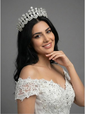 Magic Tiara Kristal Taşlı Işıltılı Gelin Tacı - Zarif Düğün Saç Aksesuarı