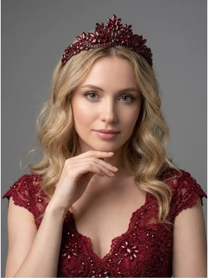 Magic Tiara Kristal Taşlı Yaprak Desenli Gelin Tacı - Işıltılı Düğün Saç Aksesuarı