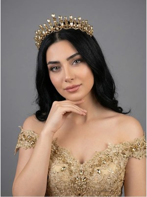 Magic Tiara Kristal Taşlı Işıltılı Gelin Tacı - Zarif Düğün Saç Aksesuarı