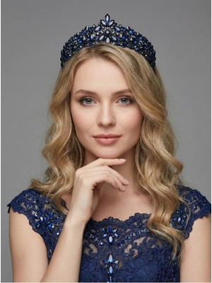Magic Tiara Kristal Taşlı Işıltılı Kraliçe Model Gelin Tacı - Zarif Düğün Saç Aksesuarı