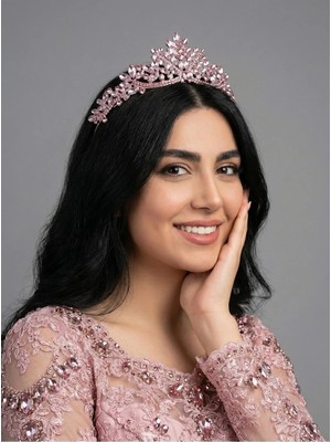 Magic Tiara Kristal Taşlı Yaprak Desenli Gelin Tacı - Işıltılı Düğün Saç Aksesuarı