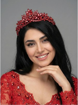 Magic Tiara Kristal Taşlı Yaprak Desenli Gelin Tacı - Işıltılı Düğün Saç Aksesuarı