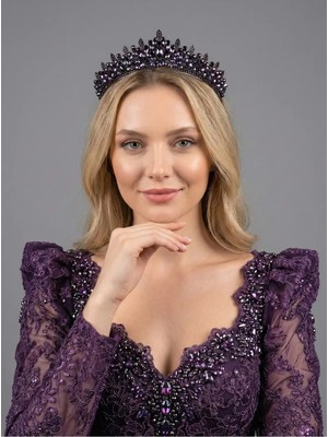 Magic Tiara Kristal Taşlı Işıltılı Gelin Tacı - Zarif Kraliçe Model Düğün Saç Aksesuarı