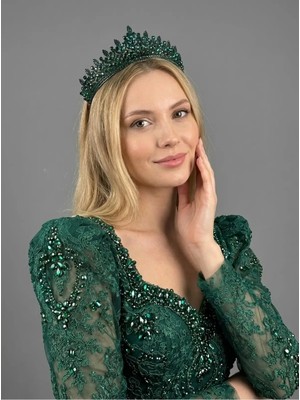 Magic Tiara Kristal Taşlı Işıltılı Gelin Tacı - Zarif Kraliçe Model Düğün Saç Aksesuarı