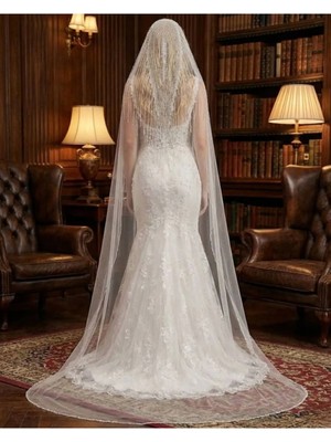 Magic Tiara Kristal Boncuklu Gelin Duvağı – Işıltılı ve Modern Zarafet